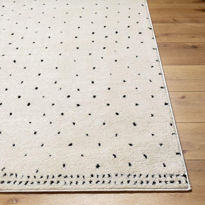 Monisha Ivory and Black High Pile Woven Area Rug