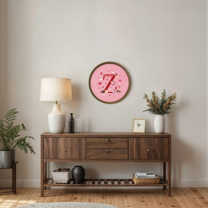 Creative Products Valentine Things Monogram - Z 20 x 20 Round Brown Framed Print