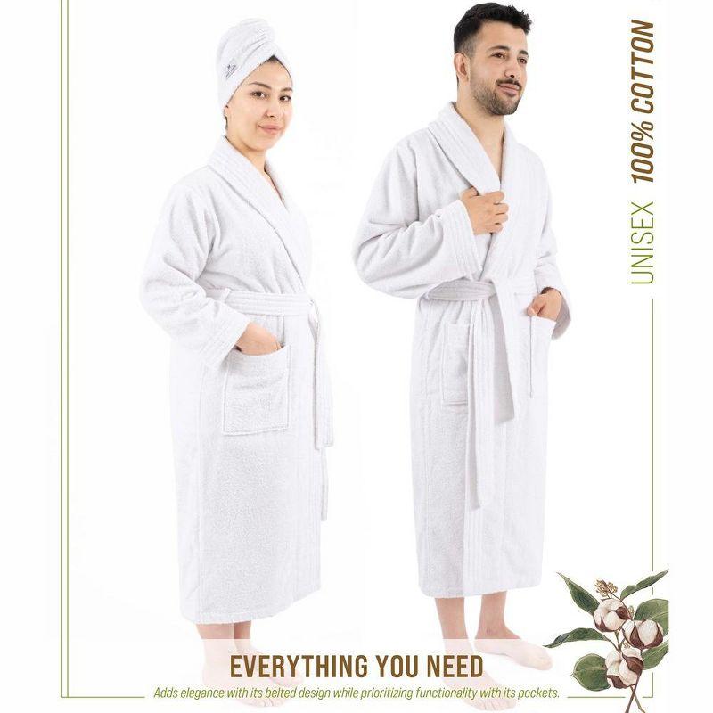 100% Cotton Turkish Bathrobes, Soft Absorbent Lightweight Unisex Couple Robes