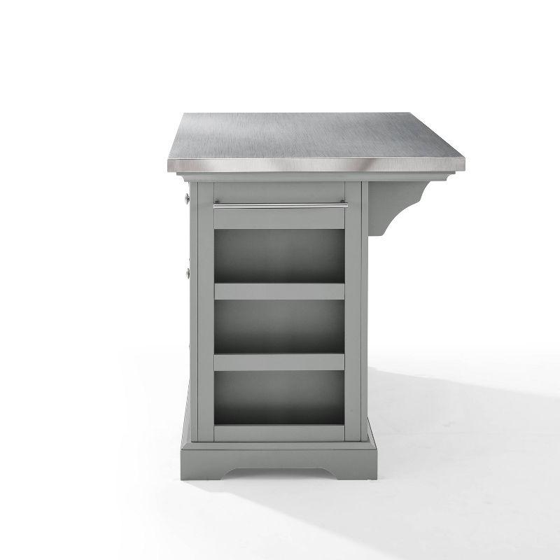Julia Stainless Steel Top Kitchen Island Gray - Crosley: Towel Bar, Spice Rack, 5 Drawers, 2 Cabinets