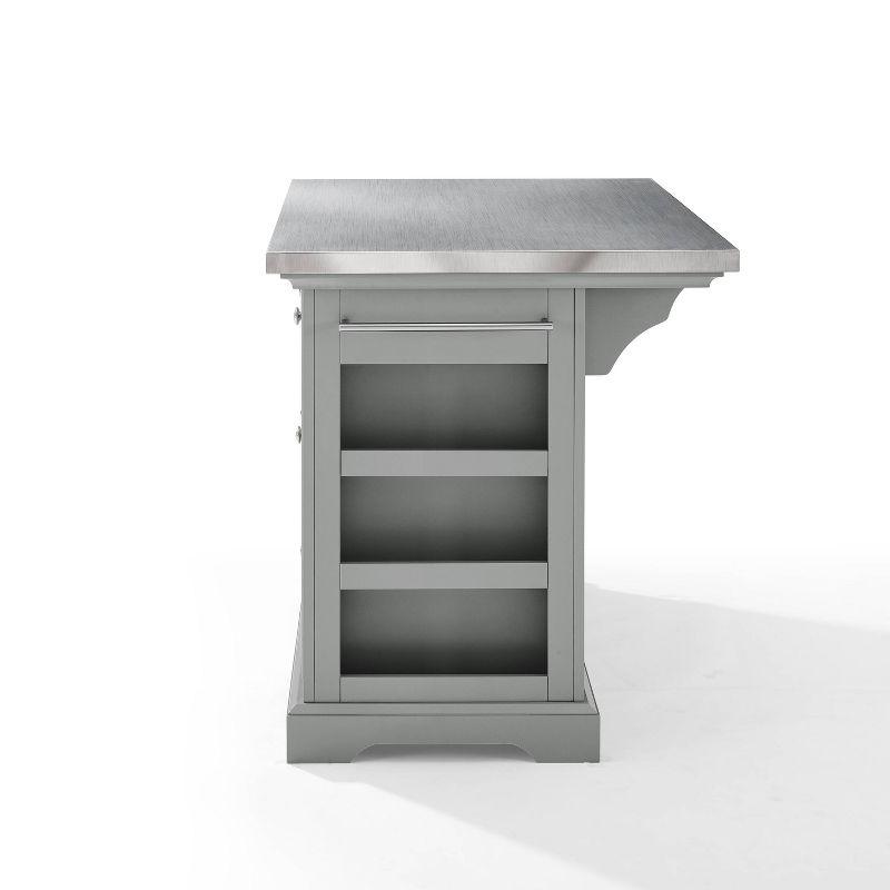 Julia Gray Stainless Steel Top Kitchen Island with Storage