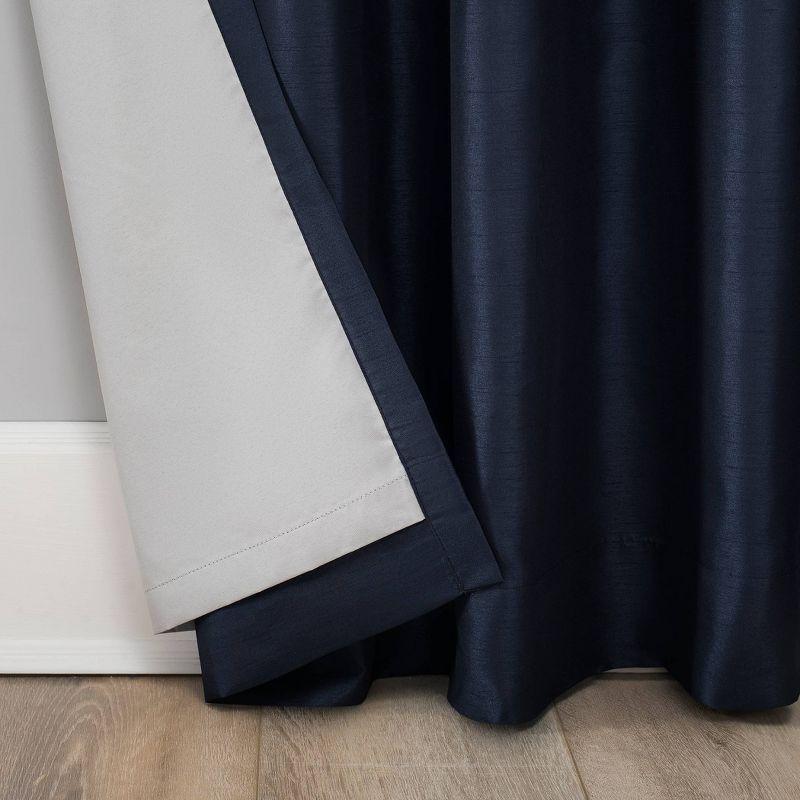 Faux Dupioni Silk Thermal Extreme 100% Blackout Back Tab Curtain Panel