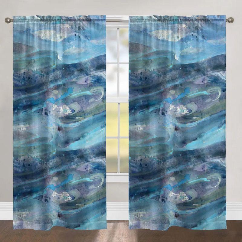 Abstract Blue and Gray Polyester Room-Darkening Window Panel