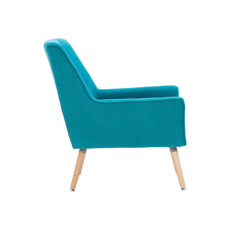 Modern Retro Bright Blue Wood Accent Chair with Button Tufting