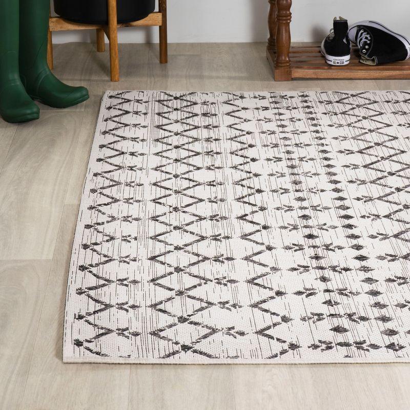 Ourika Moroccan Geometric Textured Weave Indoor/Outdoor Area Rug - JONATHAN Y