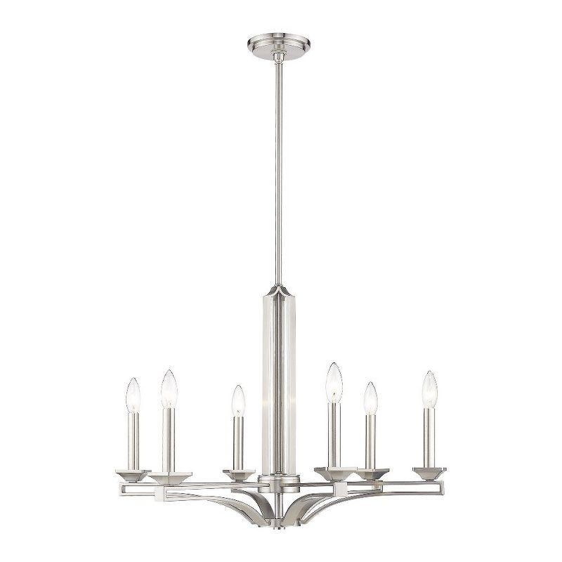 Elegant 6-Light Brushed Nickel Chandelier with Candlestick Mounts