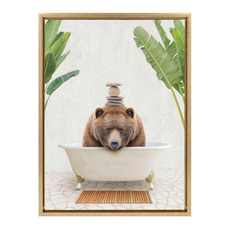 Kate & Laurel All Things Decor 18"x24" Sylvie Big Bear Bali Bath Framed Canvas by Amy Peterson Art Studio: Nursery Decor, Mudroom Art