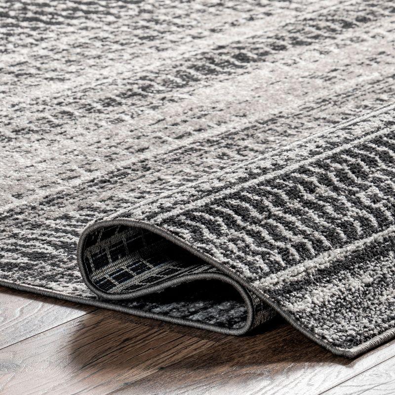 Nuloom Nova Striped Oval 7x9 Indoor Area Rug for Living Room Bedroom Dining Room Kitchen, Dark Grey/Ivory