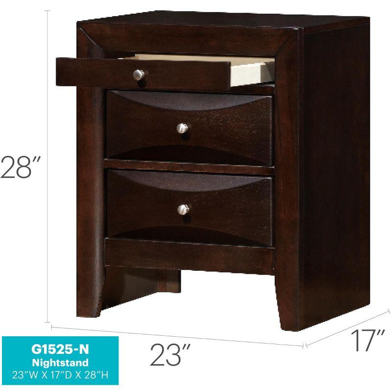 Passion Furniture Marilla 3-Drawer Nightstand (28 in. H x 23 in. W x 17 in. D)