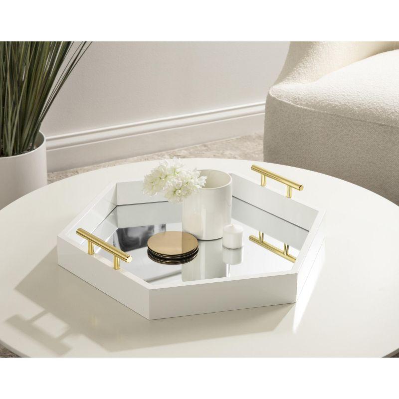 Kate and Laurel Lipton Tray, 18x18, White and Mirror