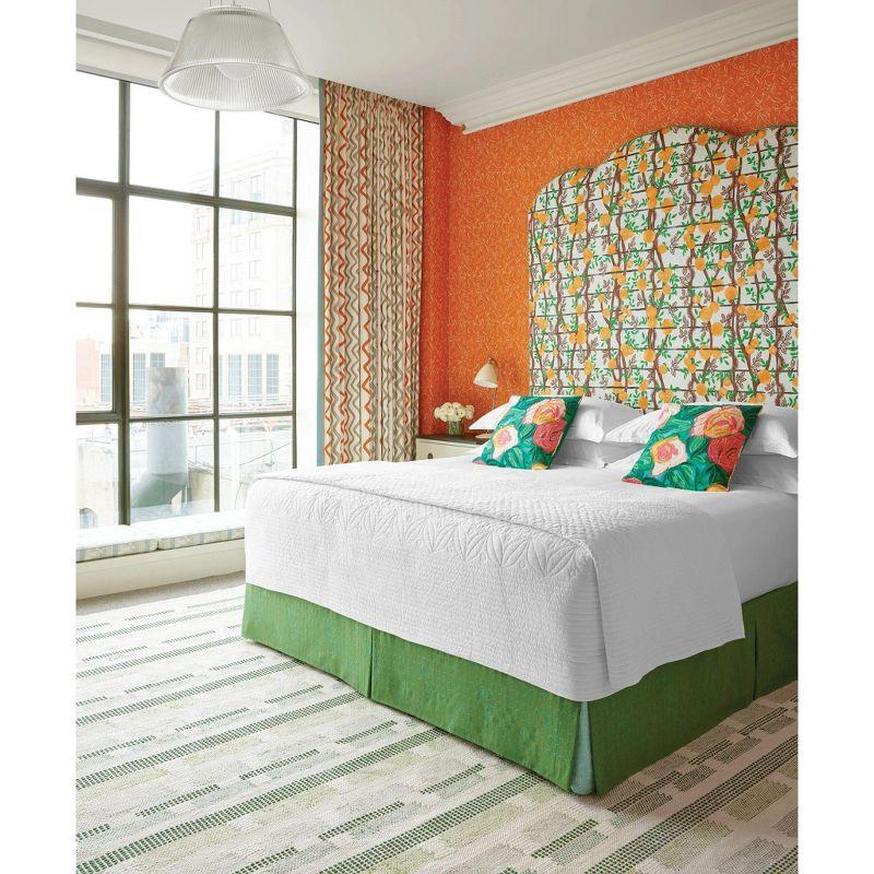 Dash and Albert Rugs Kit Kemp x Annie Selke Tread Lightly Green Handwoven Cotton Rug