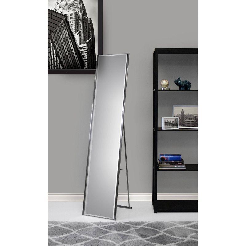 59" Alice Floor Mirror Silver - Adesso: Champagne Steel Frame, Modern Full-Length, No Assembly Required