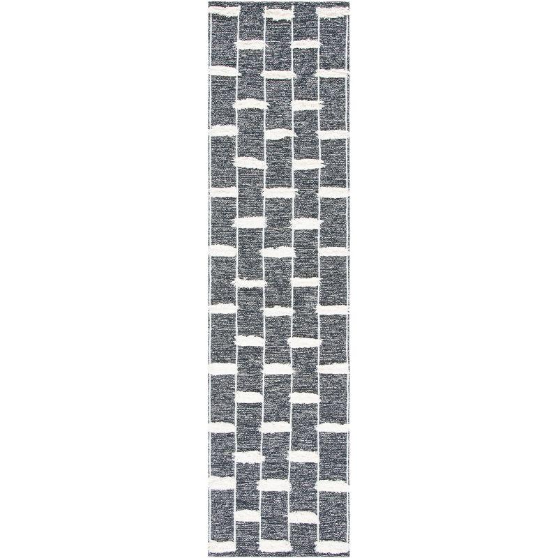 Striped Kilim STK508 Hand Woven Runner Rug - Black/Ivory - 2'3"x9' - Safavieh.
