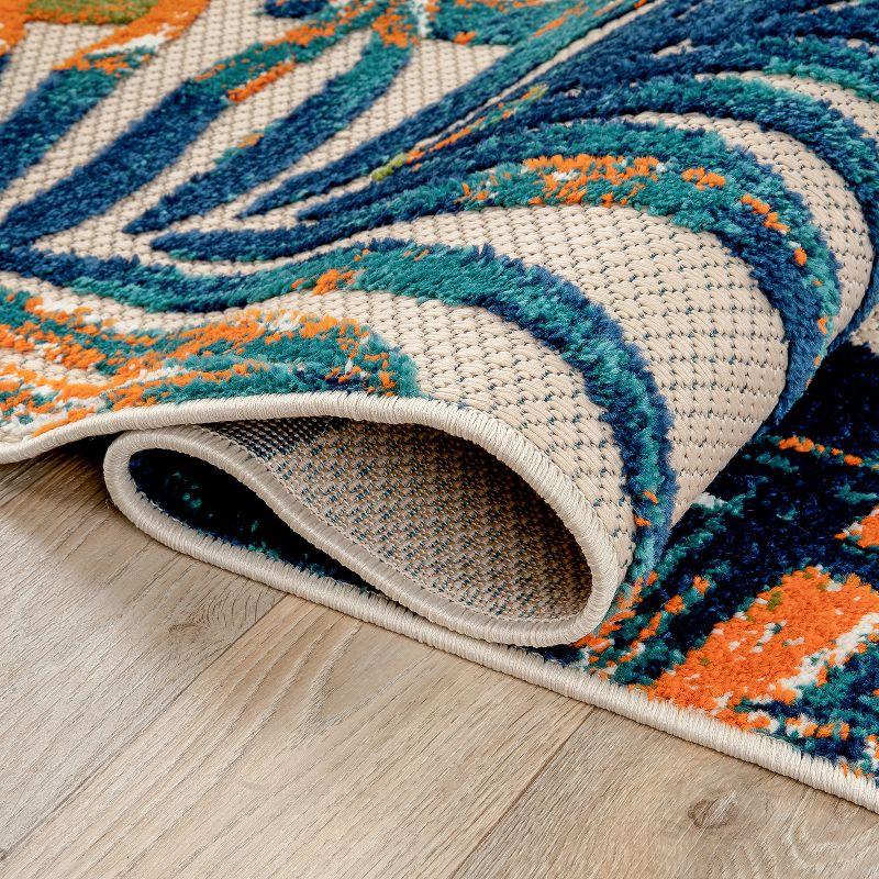 World Rug Gallery Floral Leaves Indoor/Outdoor Area Rug - Multi 5' x 7'