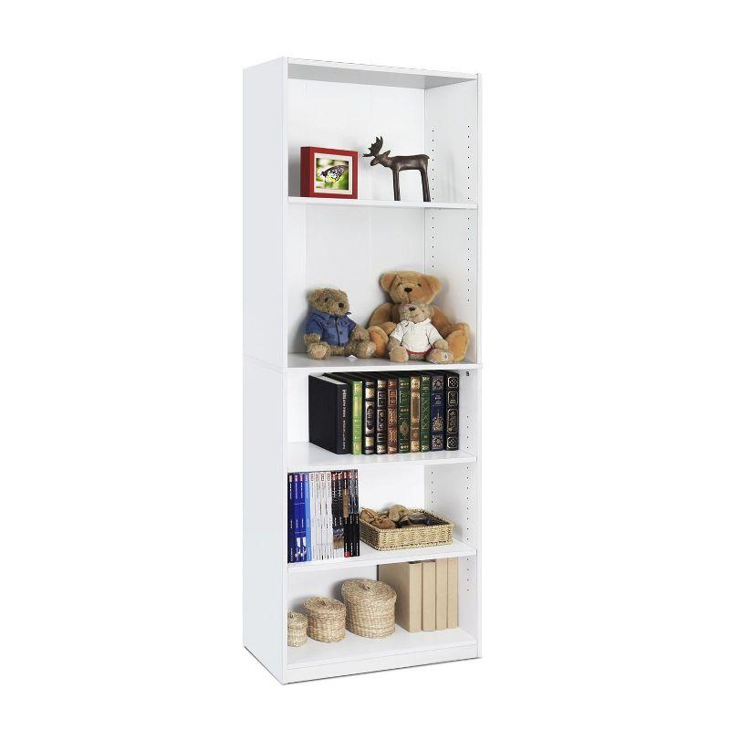 Furinno 5 Cubes Bookcase Space Saver Organizer Bookshelf w/Adjustable Open Shelves,White