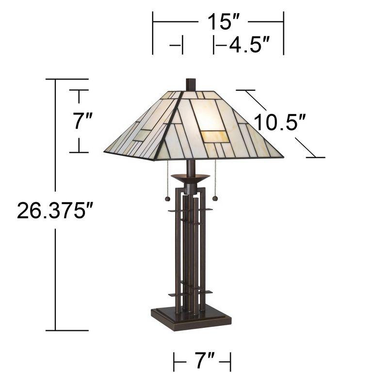 Franklin Iron Works Wrought Tiffany Style Table Lamp 26 1/4" High Bronze Art Deco Stained Glass for Bedroom Living Room Bedside Nightstand Office Kids