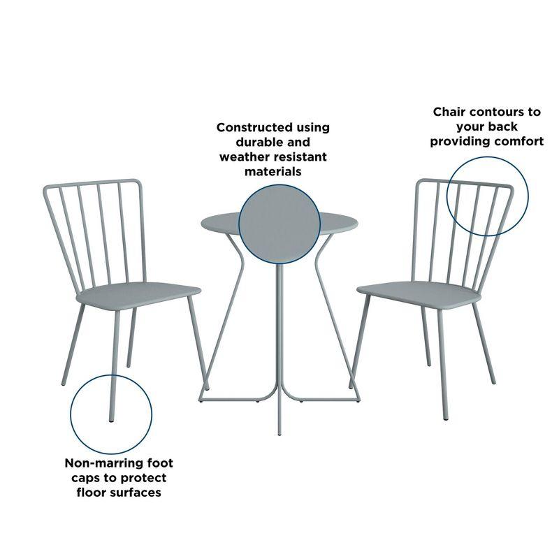 Heidi Gray 3-Piece Round Steel Bistro Set