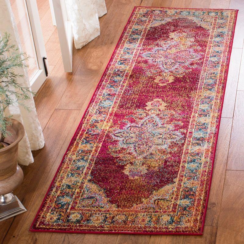 Crystal CRS508 Power Loomed Runner Rug - Ruby/Navy - 2'2"x7' - Safavieh.