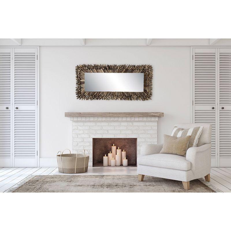 Storied Home Big Driftwood Framed Wall Mirror Natural: Coastal-Inspired, Rectangular, Wood & Glass, 24"x52.5"