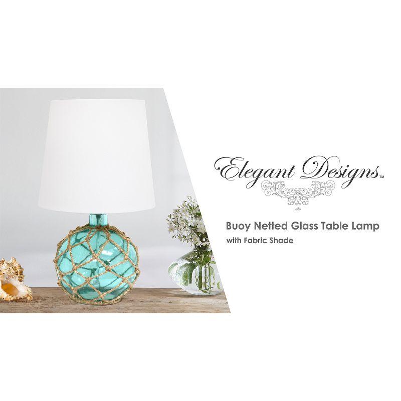 Buoy Rope Nautical Netted Coastal Ocean Sea Glass Table Lamp Clear - Elegant Designs: Burlap Shade, UL Listed