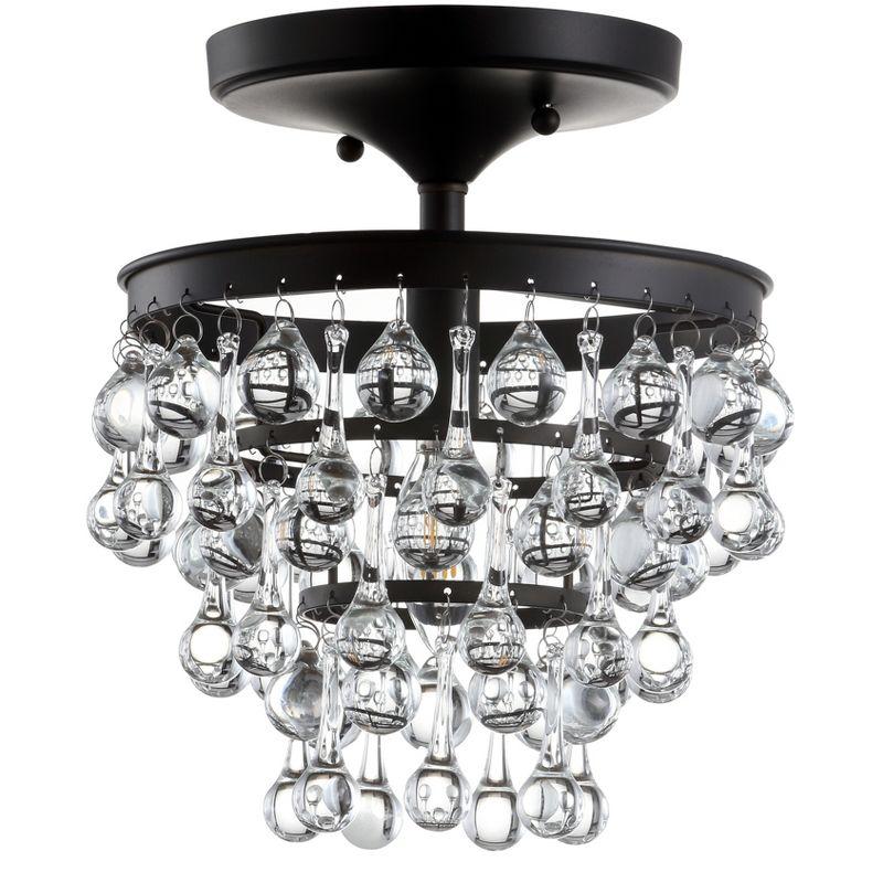 JONATHAN Y Toronto 10" Metal/Crystal LED Flush Mount, Oil Rubbed Bronze