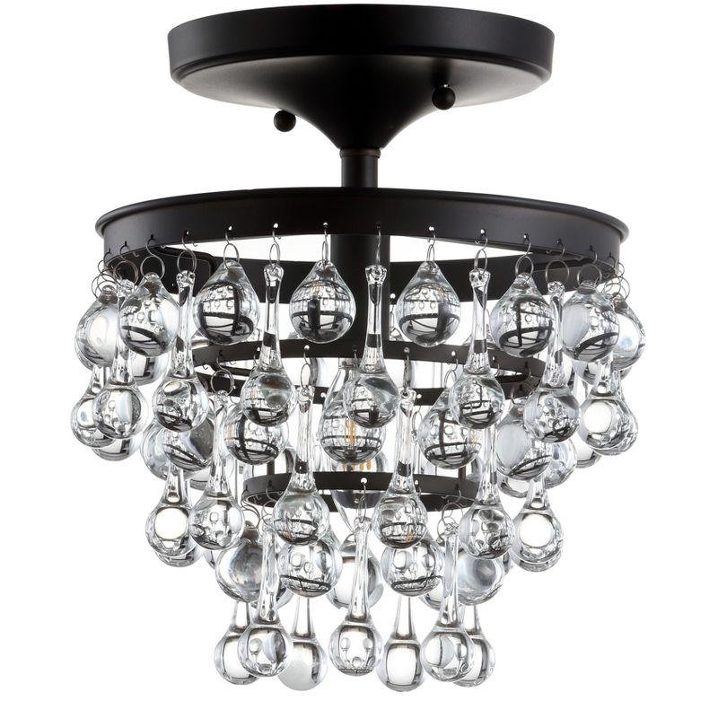 Contemporary Bronze Crystal 10" LED Flush Mount Chandelier