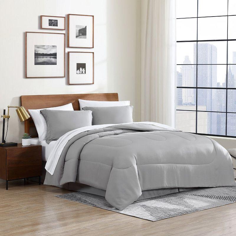 Swift Home | 8-Piece Ultra Soft Solid Bed-In-A-Bag Bedding Set Indigo Full