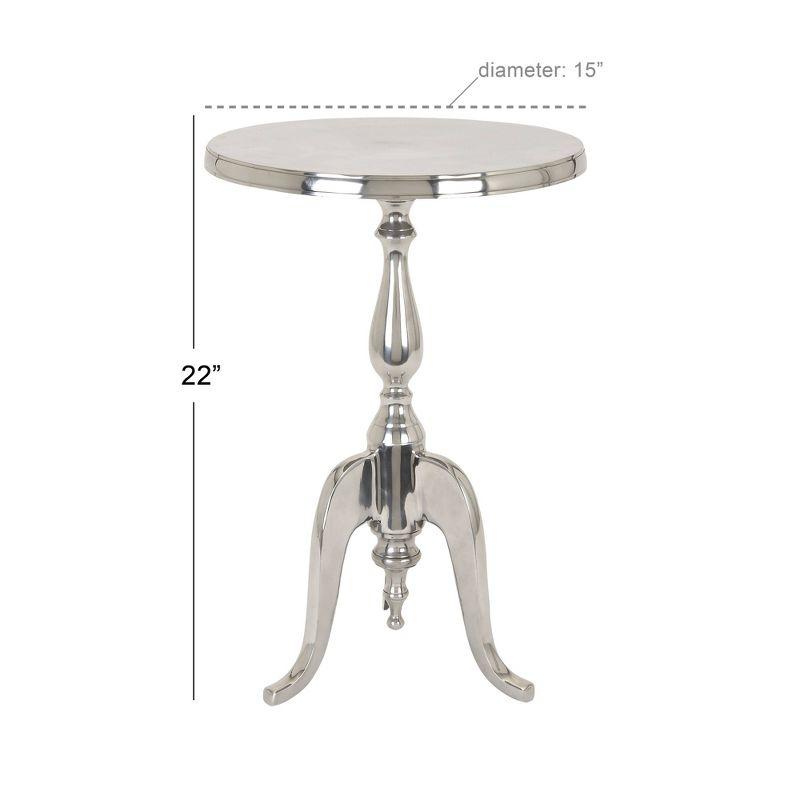 Metal Pedestal Table Silver - Olivia & May: Round Aluminum Side, Curved Legs, Traditional Style