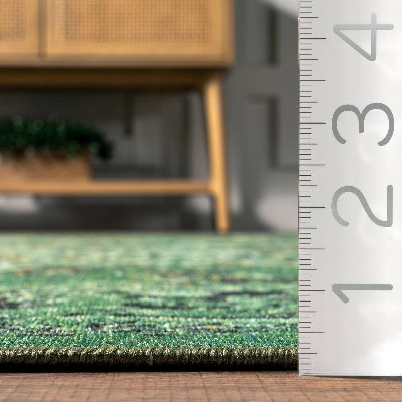 Green Tufted Reversible Synthetic Runner Rug