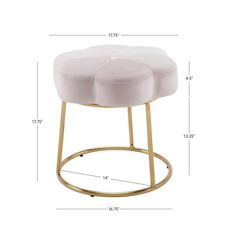Seraphina Glam Faux Shearling Vanity Stool with Metal Flower, No Assembly - Linon