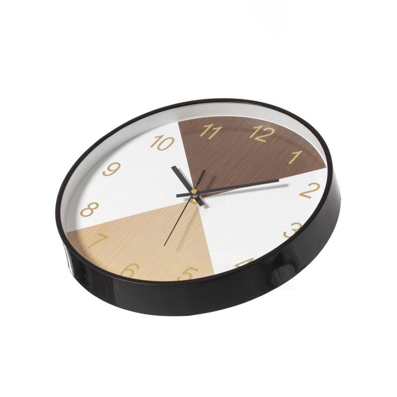 Clockswise Decorative Modern Round Wood- Looking Plastic Wall Clock for Living Room, Kitchen, or Dining Room