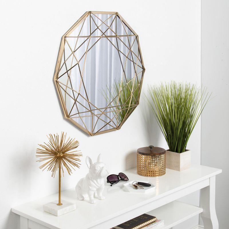 Gold Geometric Metal Round Accent Wall Mirror