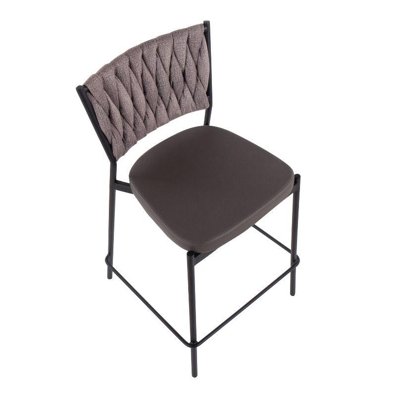 Set of 2 Tania Faux Leather/Polyester Counter Height Barstools: Metal Legs, Footrest - LumiSource