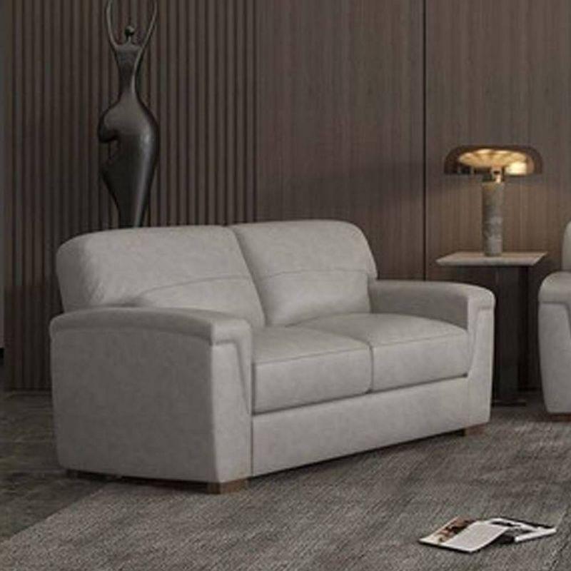 Cornelia 67" Beige Leather Loveseat with Wood Frame