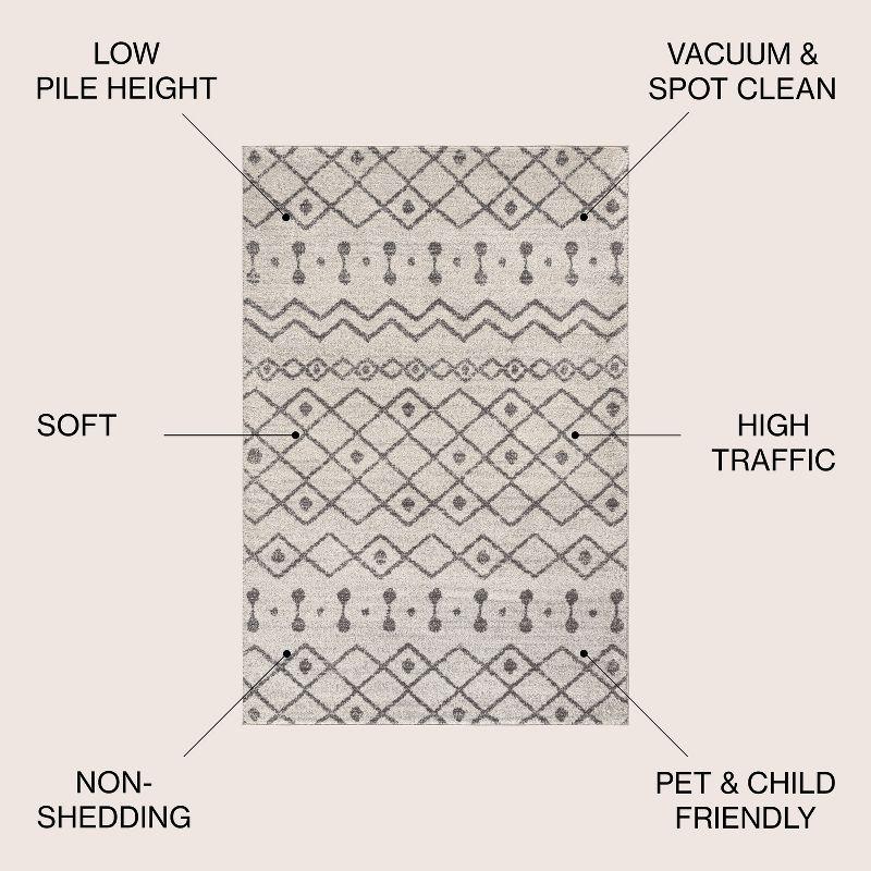 8'x10' Aksil Moroccan Beni Souk Area Rug, Cream/Gray - JONATHAN Y