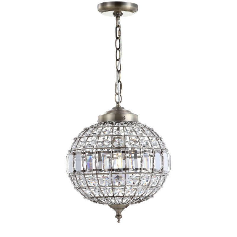 JONATHAN Y Georgina 12" Crystal/Metal LED Pendant Pendant, Antique Brass