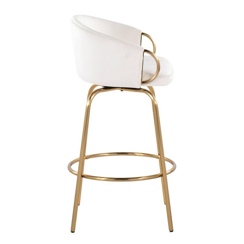 Set of 2 Claire Counter Height Barstools Gold/Cream - LumiSource: Fixed-Height, Swivel, Velvet Upholstery