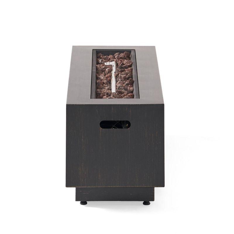 Wellington Outdoor 50000 BTU Rectangular Fire Pit Brushed Brown - Christopher Knight Home: No Assembly, Push Button Ignition
