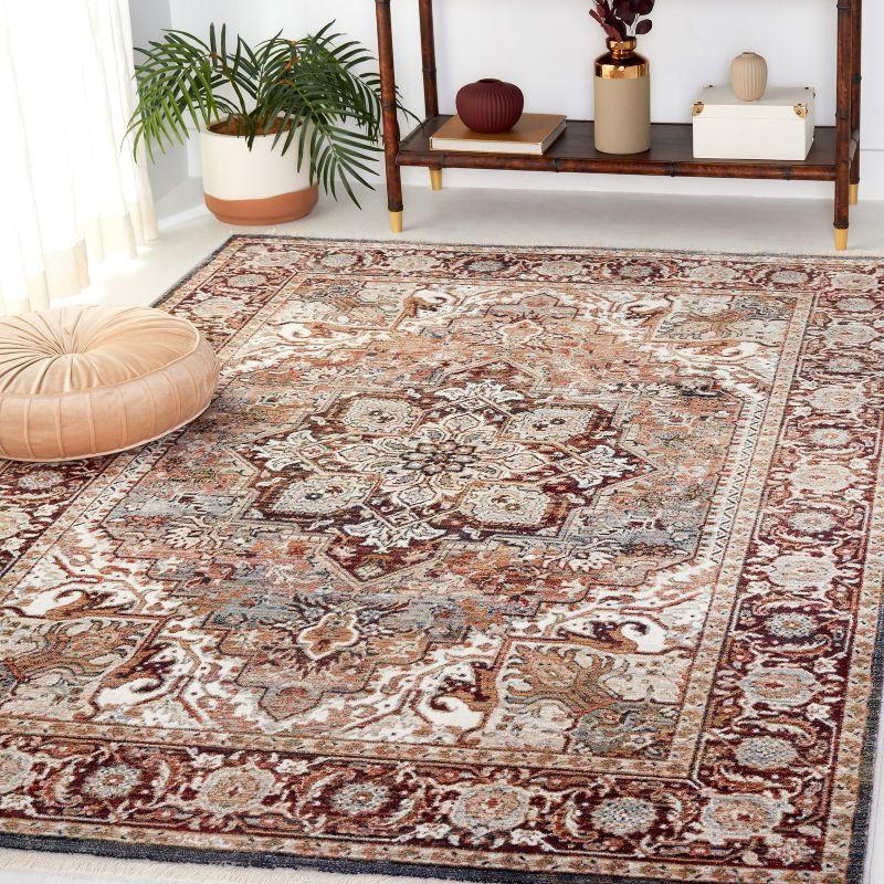 Hand-Knotted Red/Ivory Rectangular Viscose Cotton Rug