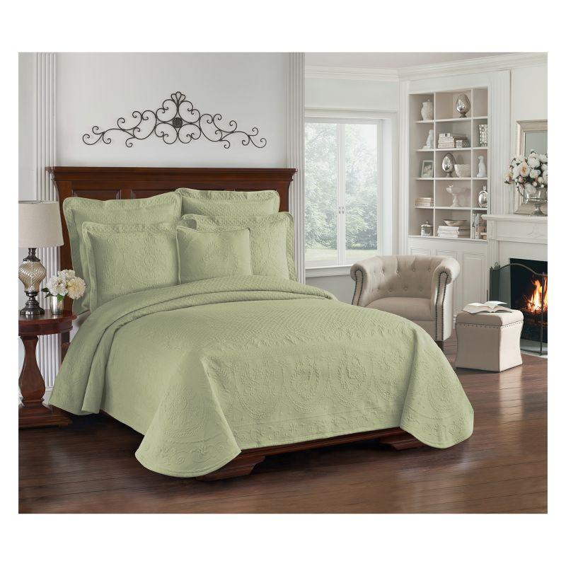 Sage Elegance Stonewashed Cotton King Sham with Vine Details