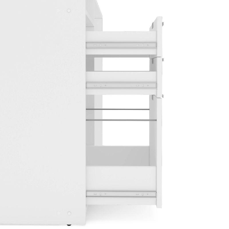 Cambridge 3 Drawer Writing Desk with Shelf White - Polifurniture: Compact Home Office, Modern Style, File Storage