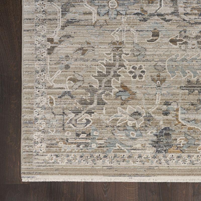 Ivory Taupe Floral Synthetic Easy-Care Area Rug 5'3" x 7'10"