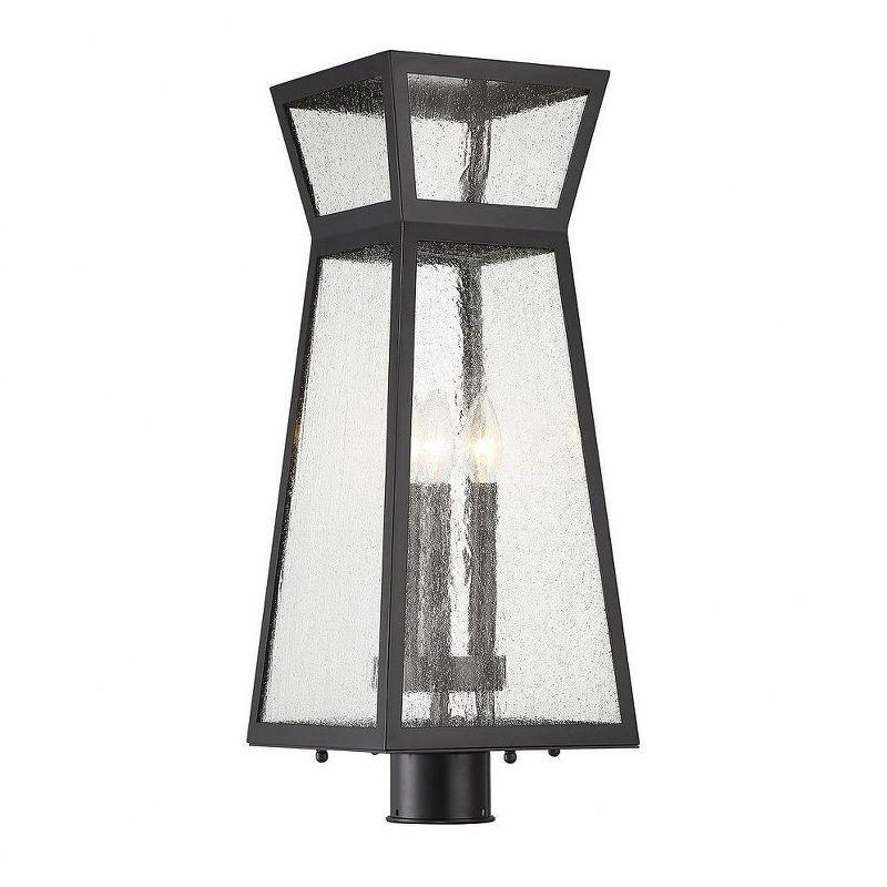 Millford Matte Black 3-Light Outdoor Post Lantern with Clear Seeded Glass