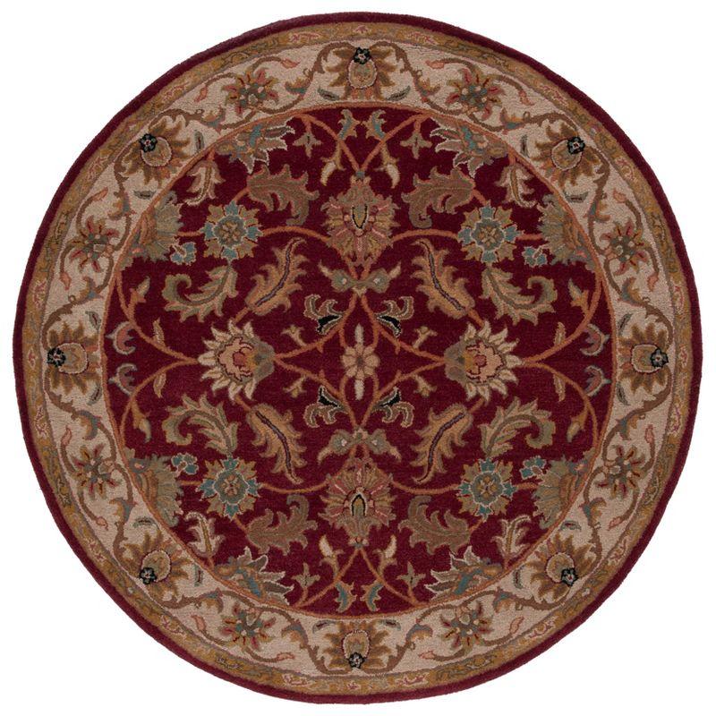 Heritage HG628 Hand Tufted Area Rug - Red/Ivory - 6' Round - Safavieh.