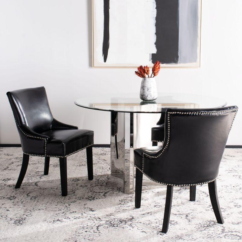 Lotus Kd 19" H Dining Chair With Nail Head Trim (Set of 2) - MCR4700 - Black - Safavieh Couture
