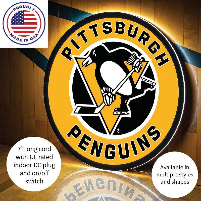 Evergreen Ultra-Thin Edgelight LED Wall Decor, Round, Pittsburgh Penguins- 23 x 23 Inches Made In USA