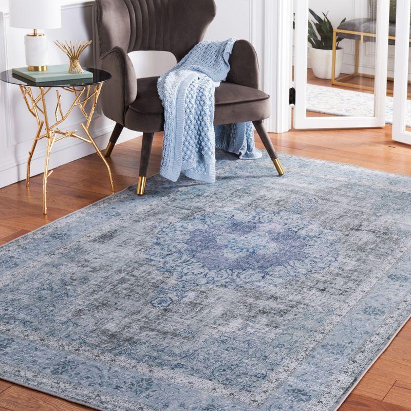 Green Hand-Knotted Washable Synthetic Area Rug