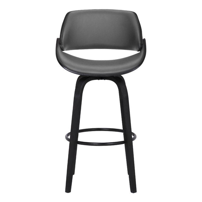30" Mona Contemporary Bar Height Barstool Black/Gray - Armen Living: Upholstered Low Back, Steel Frame