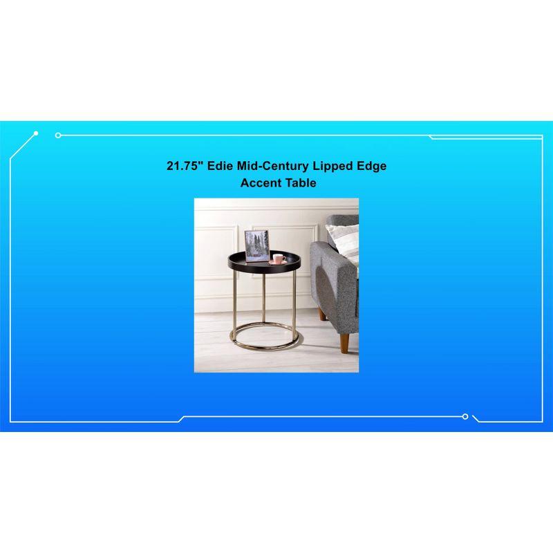 21.75" Edie Mid-Century Lipped Edge Accent Table White - Ore International: Sleek Tray Top, Copper Chrome Base, Dry Dust Care