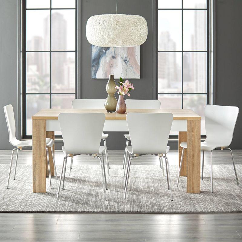 Natural and White 7-Piece Dining Set with Chrome Legs